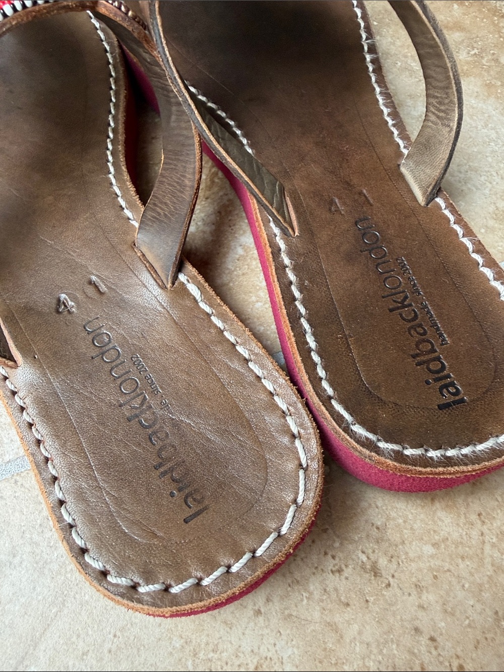 Anthropologie Laidback London Shibli Flip Flop Sandals Leather Beaded Size 41 - Picture 11 of 14